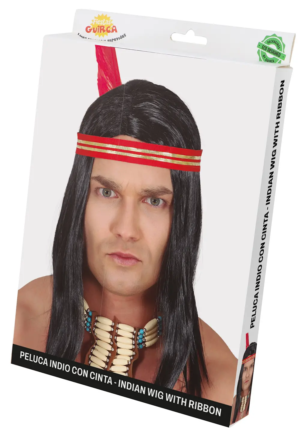 Indianerparyk med pandebånd og fjer (i æske)