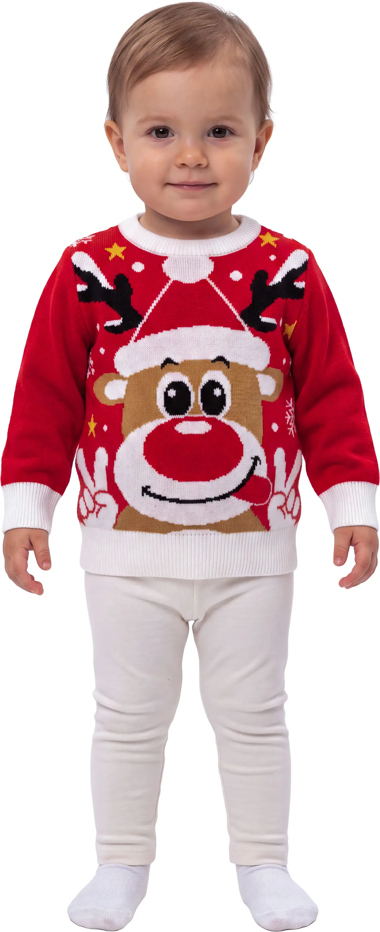 Uldsweater med rensdyr til baby