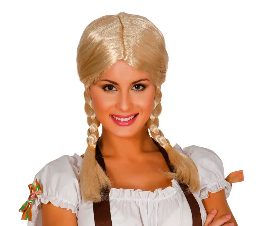 Blond paryk med fletninger (i æske)