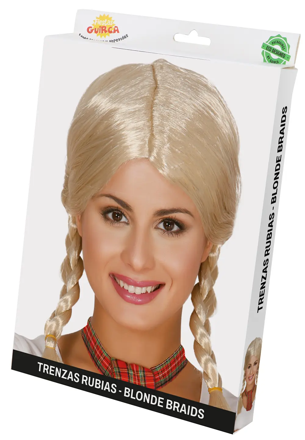 Blond paryk med fletninger (i æske)