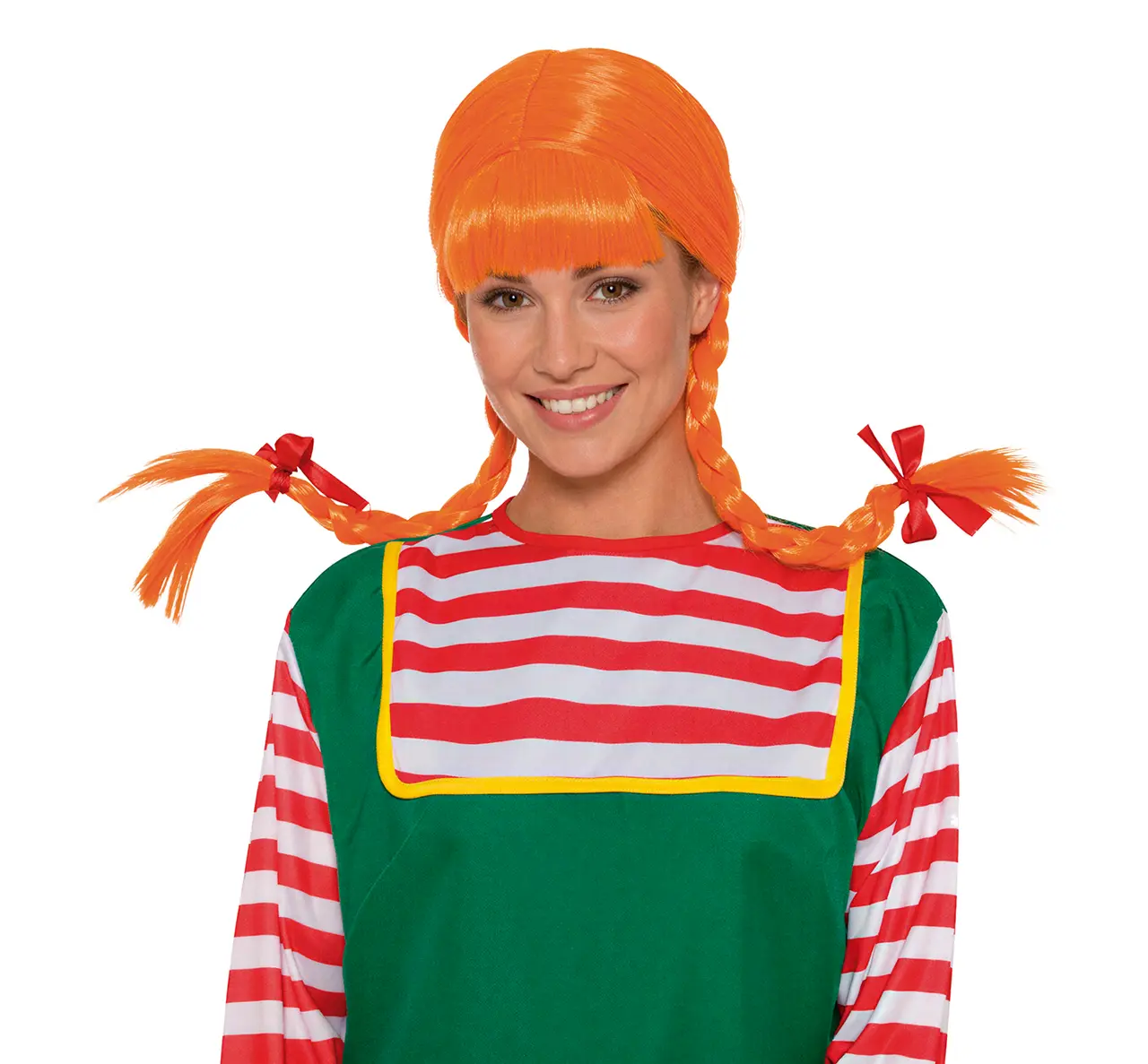 Orange paryk med fletninger (i æske)