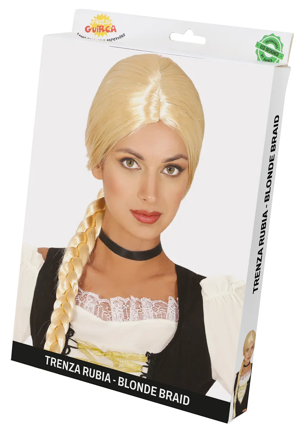 Blond paryk med fletning (i æske)