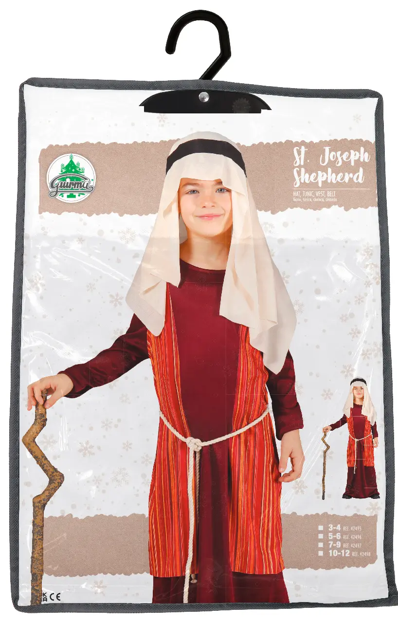 Sankt Josef/hyrde, rød – kostume til drenge