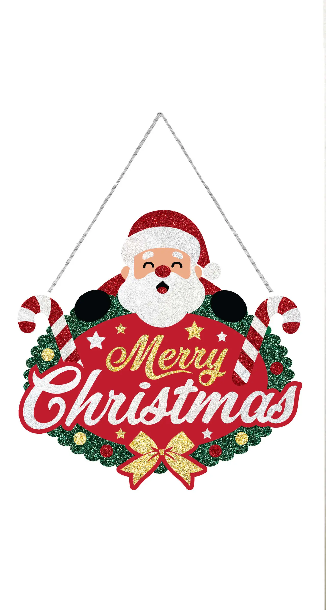 Glimmerskilt med julemand "Merry Christmas" 34 × 33 cm
