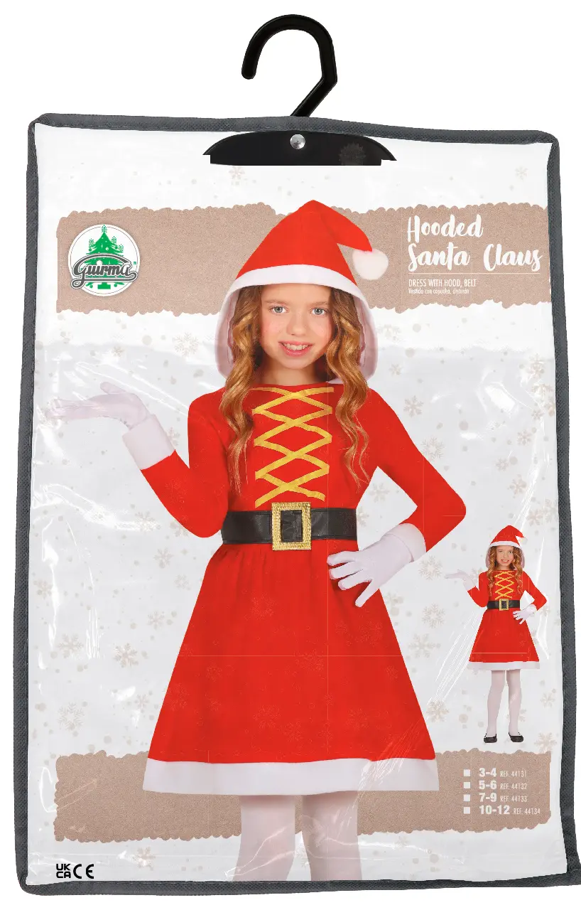 Julepige med hætte – kostume til piger, model 44131