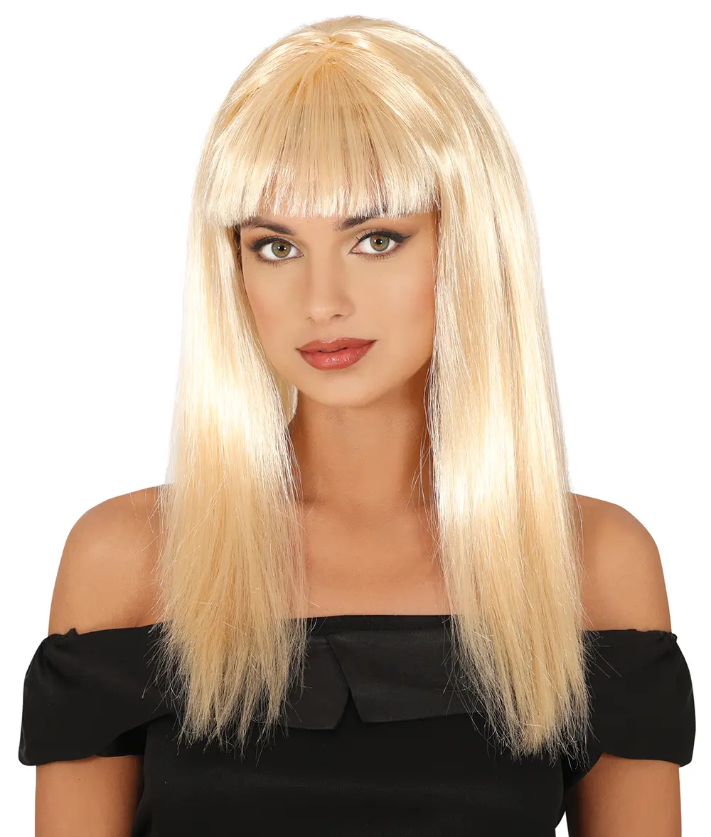 Blond lang glat paryk, 120 g, i pose