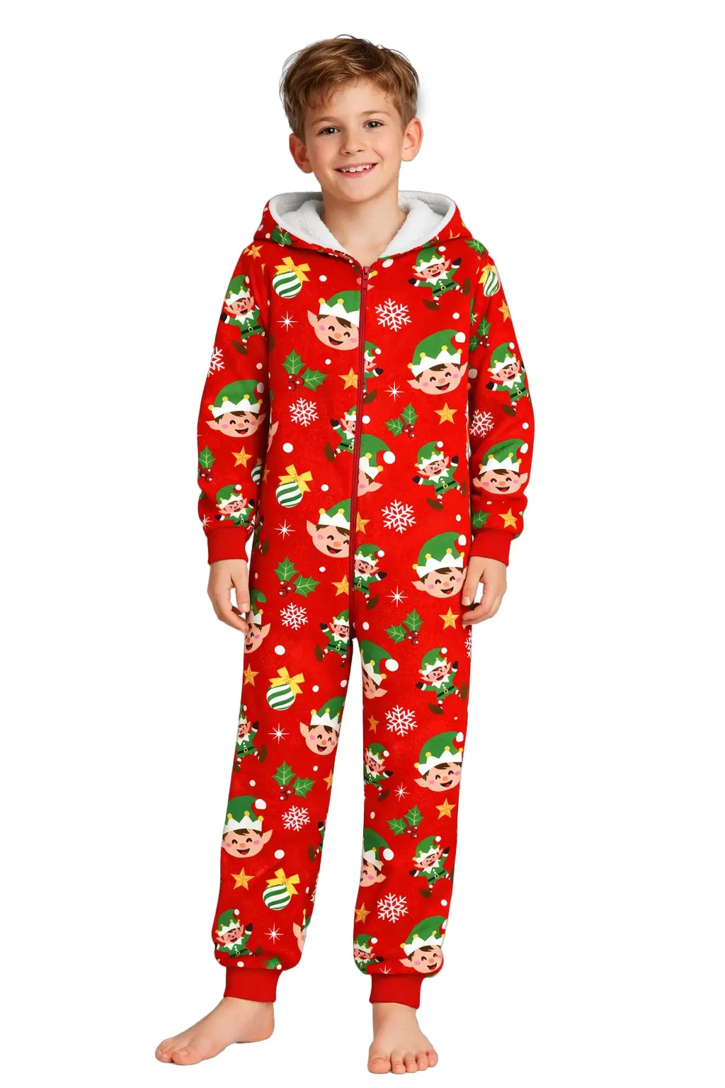 Pyjamas med nisseprint til børn