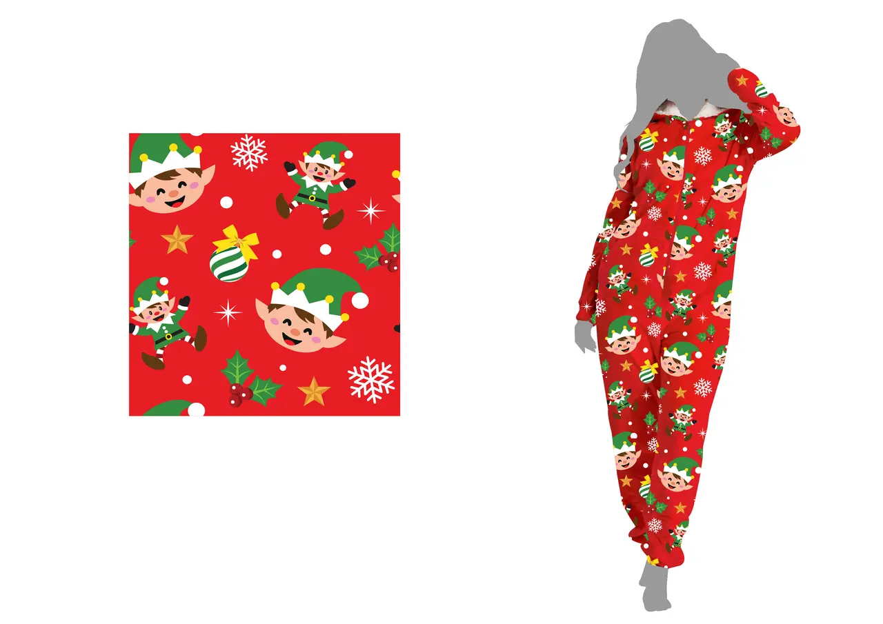Pyjamas med nisseprint til damer