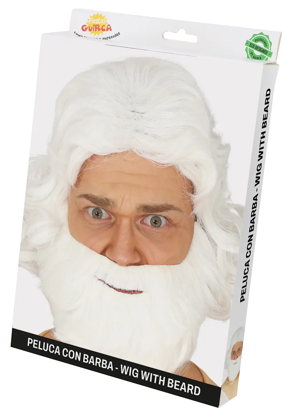 Hvid paryk og skæg (i æske)