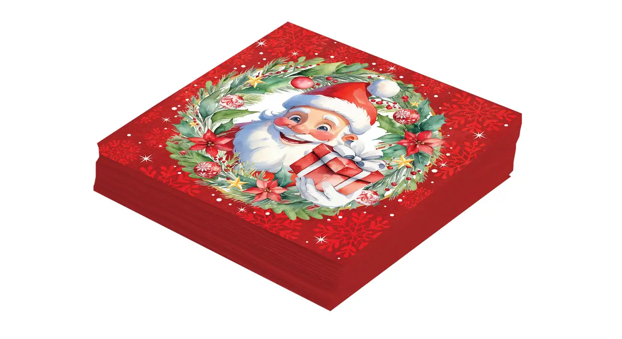 Pakke med 20 julemandsservietter 16 × 16 cm