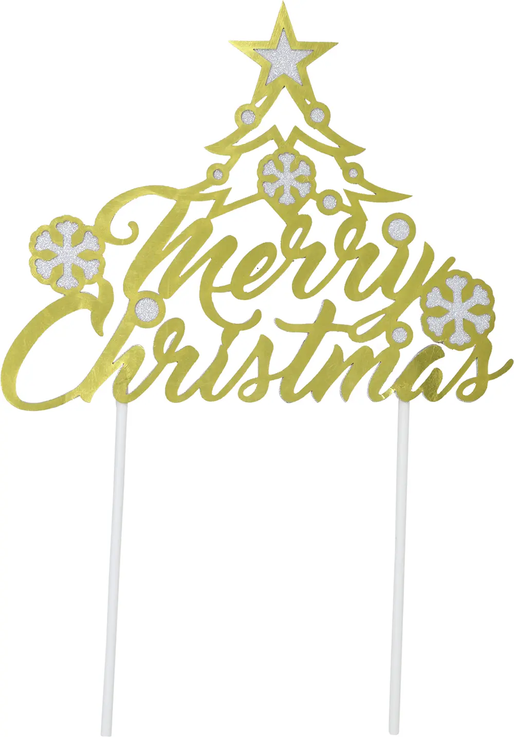 Kagetopper "Merry Christmas" i guld, 16 × 24 cm