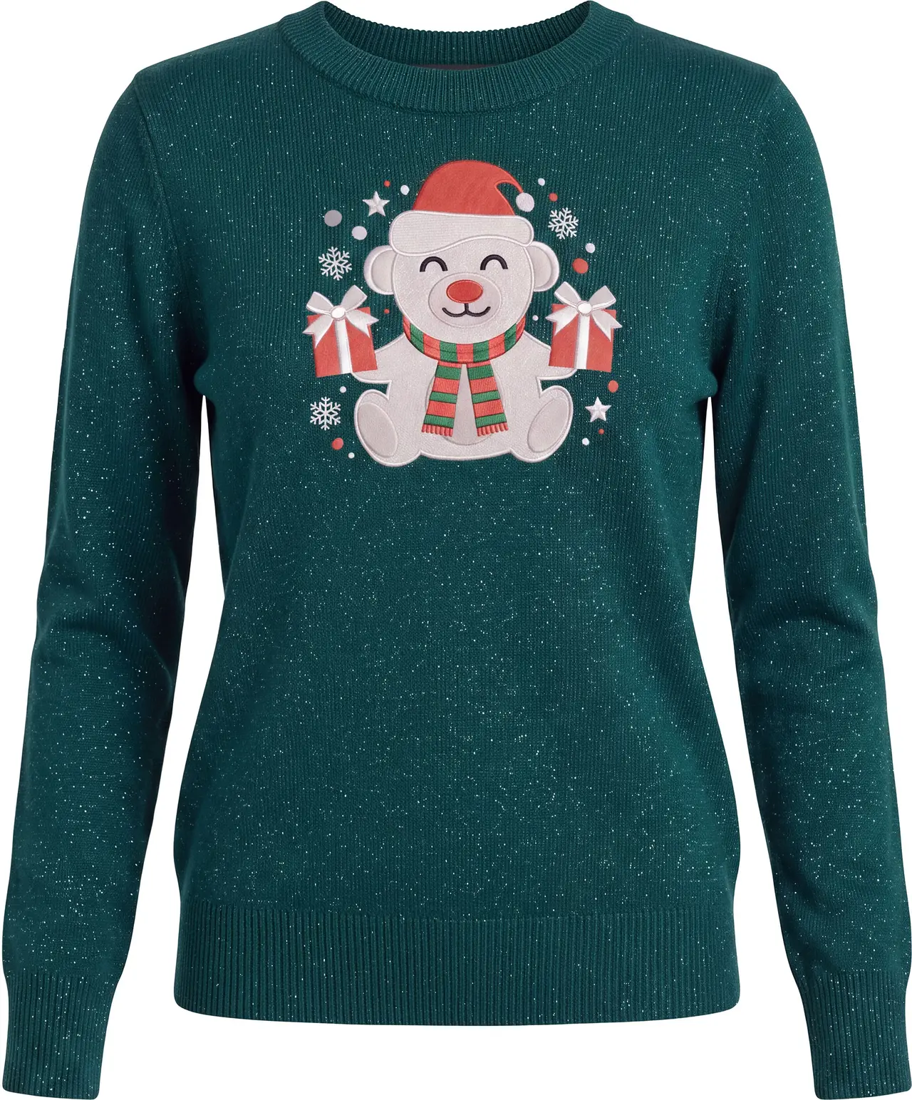 Sweater med isbjørn i glitter til damer