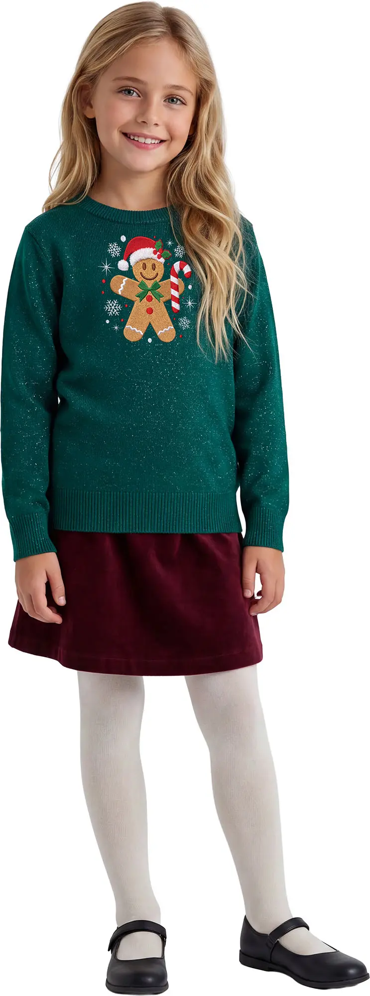 Sweater med honningkagemand i glitter til børn