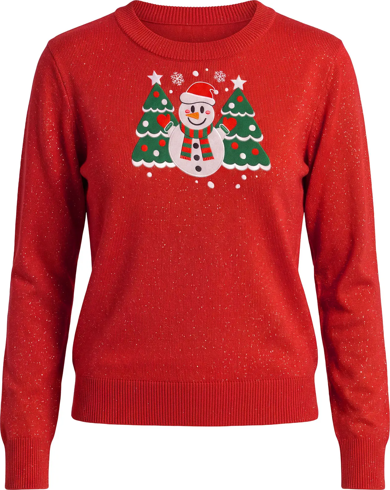 Sweater med snemand i glitter til børn