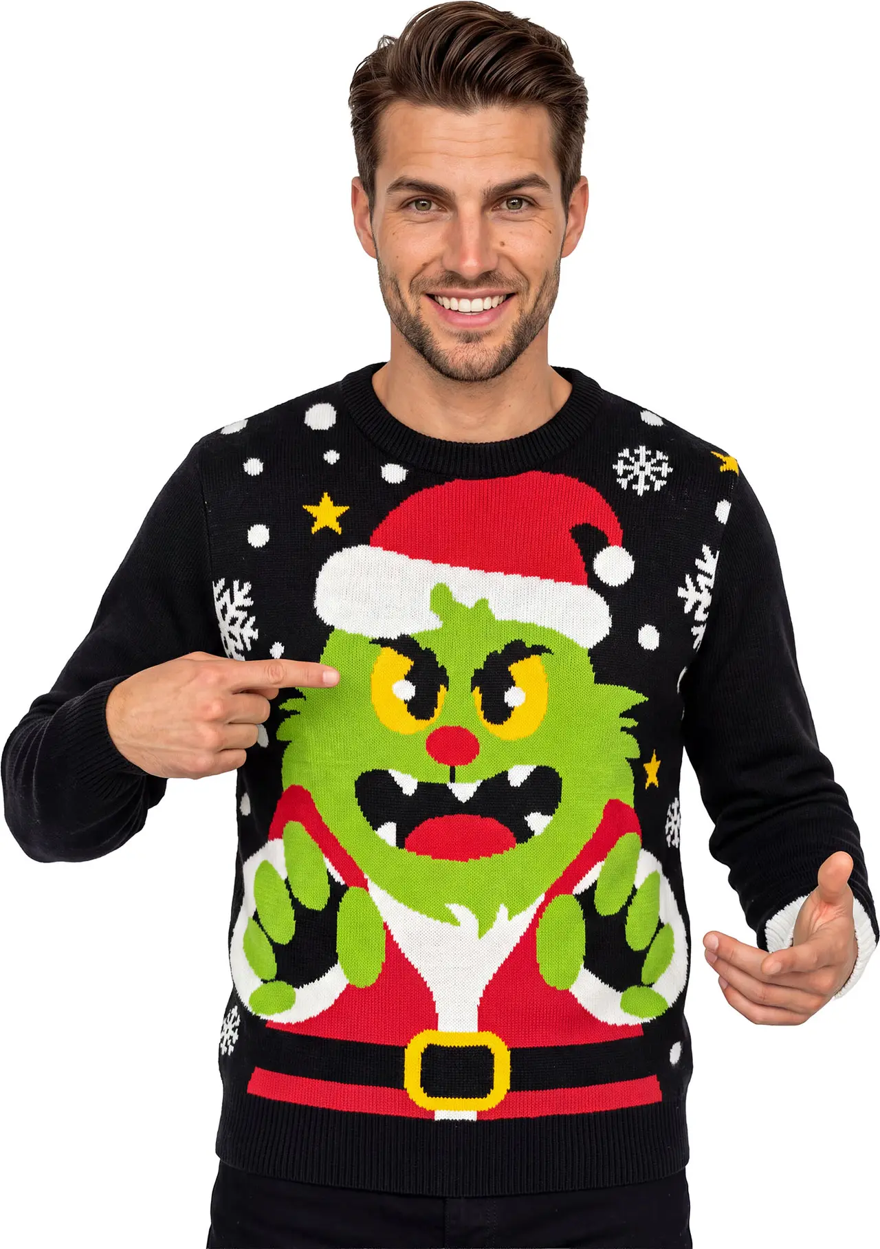 Julesweater med grønt monster til herrer