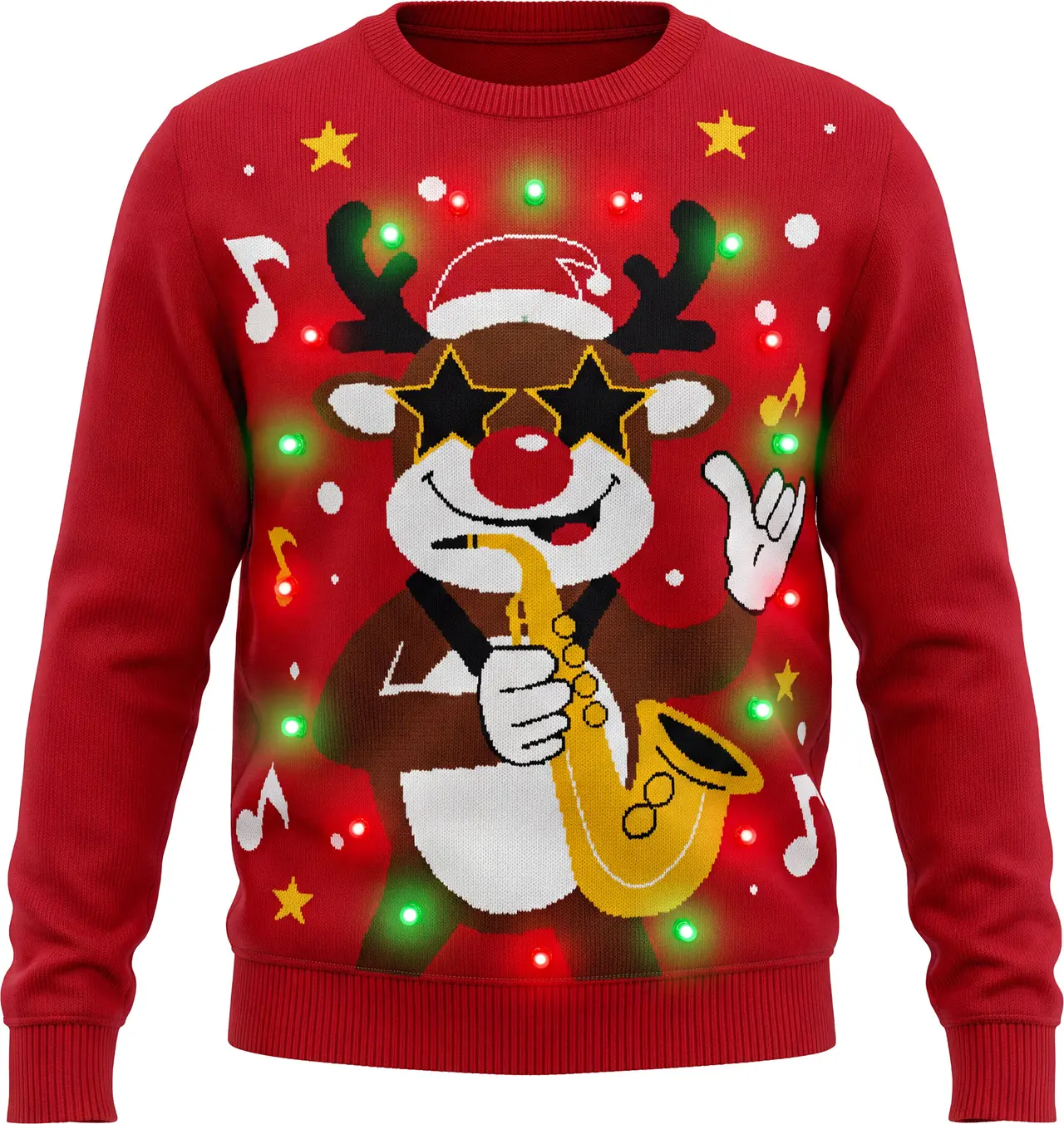 Sweater med sejt rensdyr og 12 LED-lys til damer