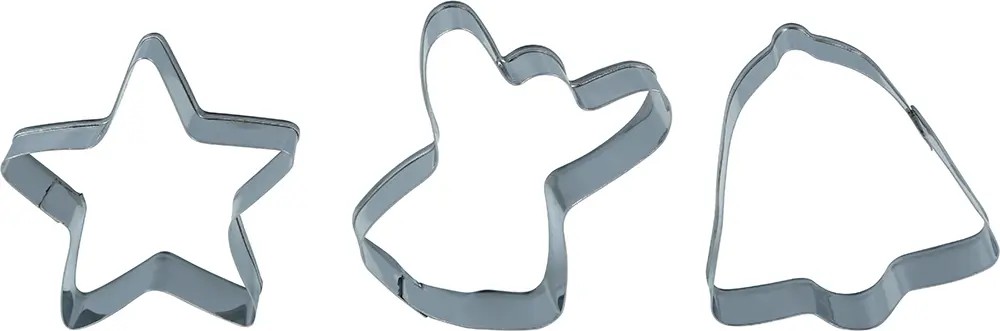 Sæt med 3 kageudstikkere, metal, 5 cm