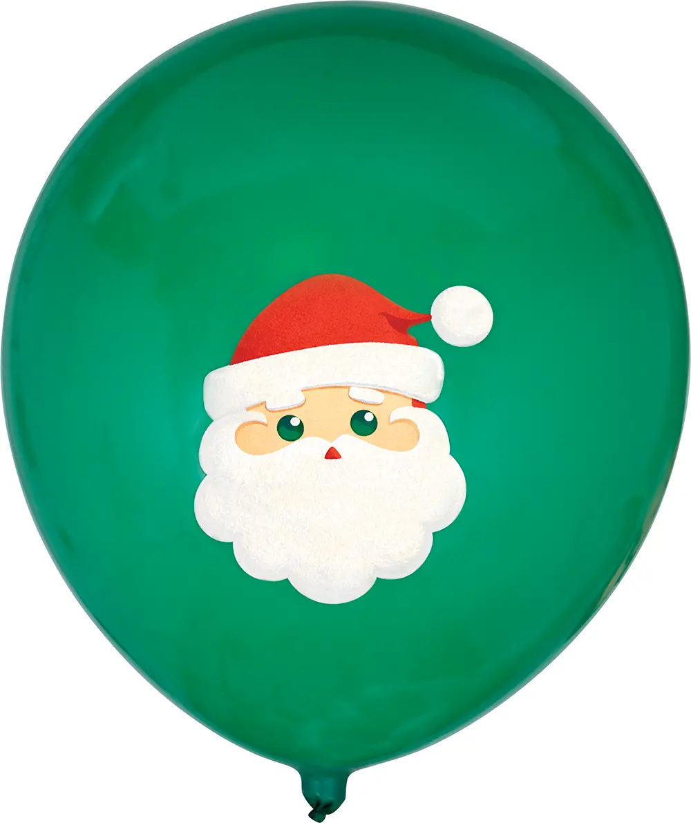 Pose med 10 grønne julemandsballoner, latex