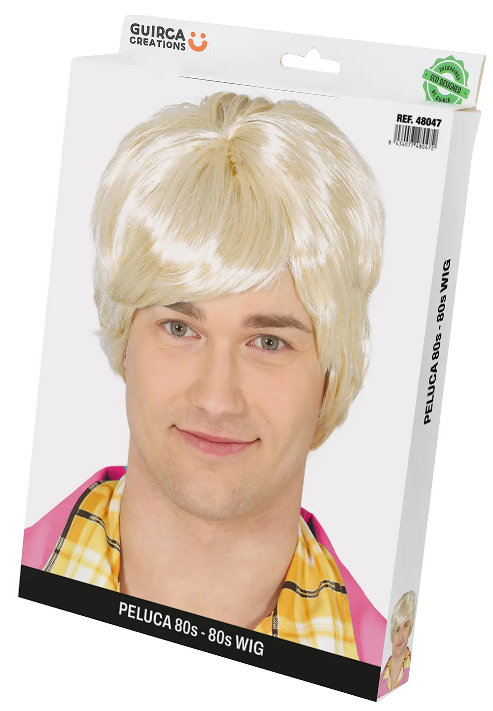 Blond 80'er-paryk til herrer (i æske)