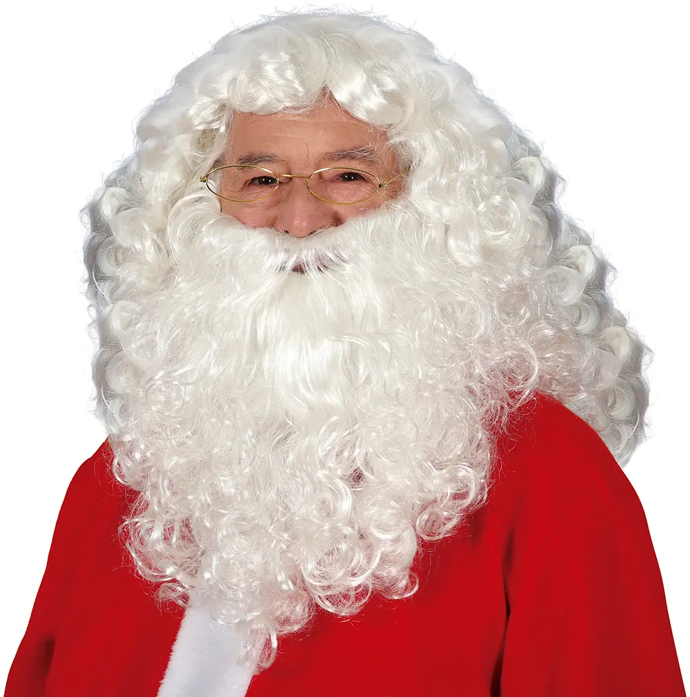 Julemandsparyk og skæg, høj kvalitet (i æske)