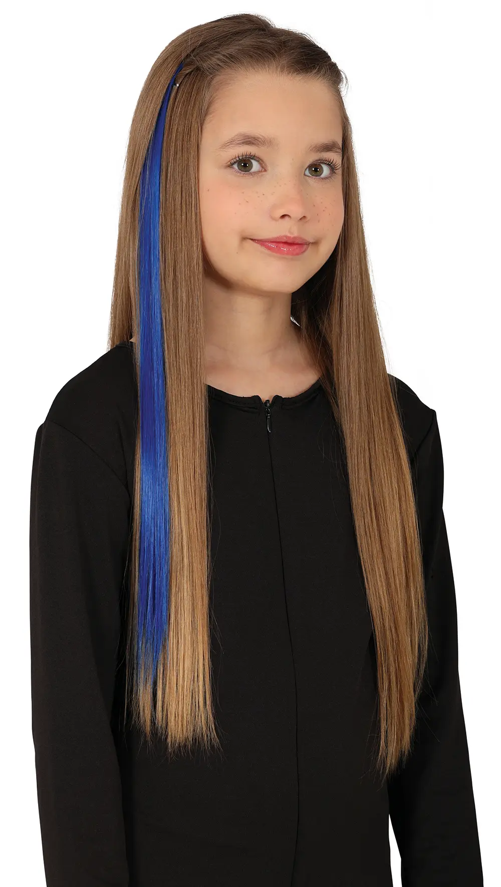 3 hår-extensions, 50 cm, blå