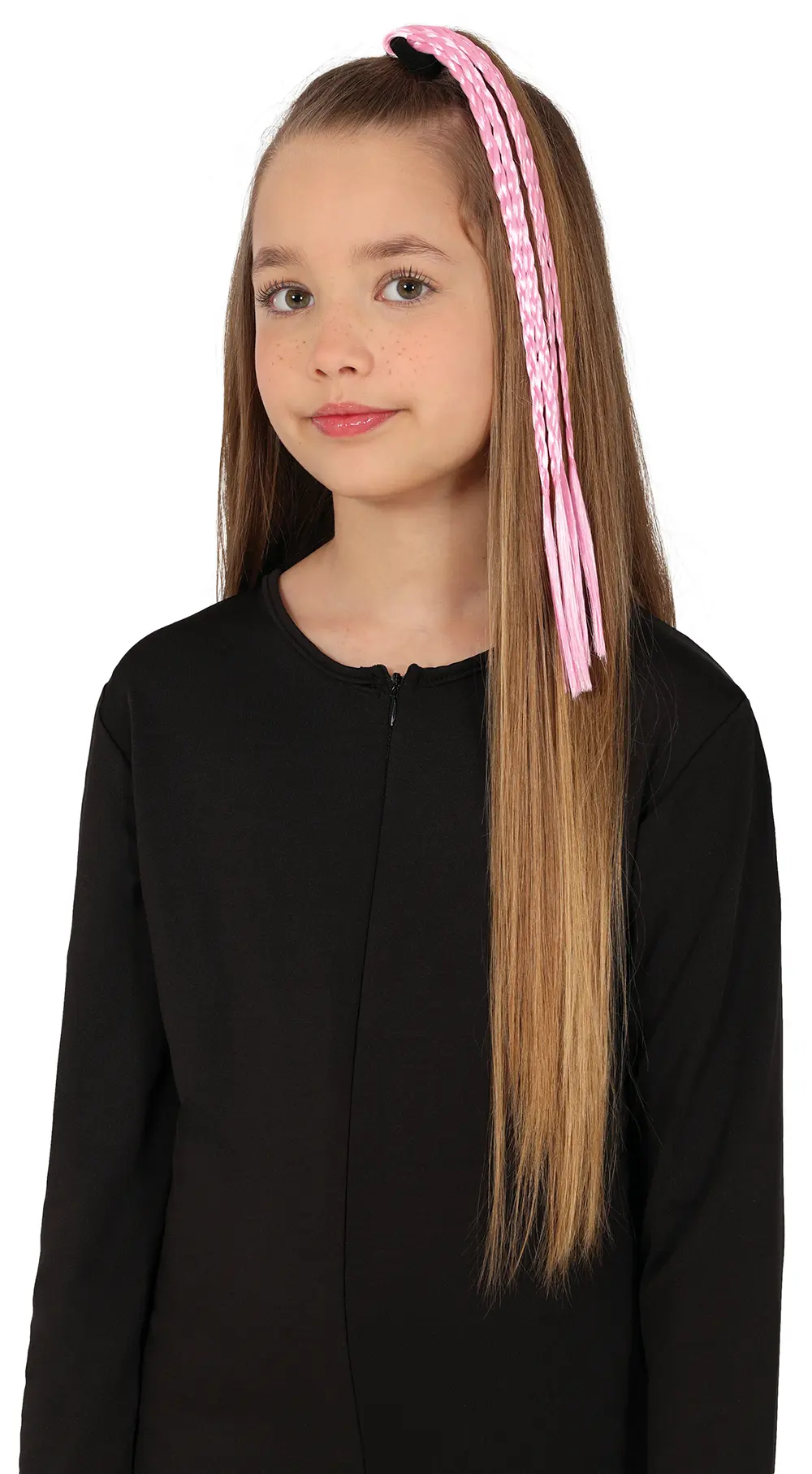 3 flettede hår-extensions, 35 cm, pink