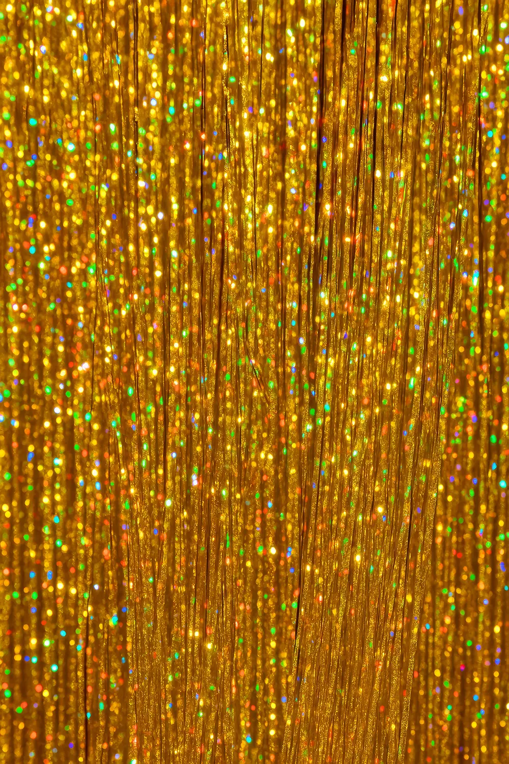 3 hår-extensions med glitter, 50 cm, guld