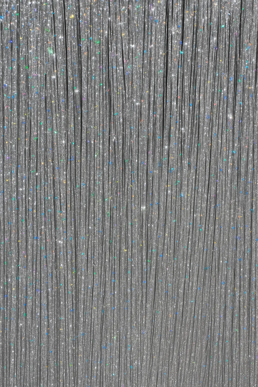 3 hår-extensions med glitter, 50 cm, sølv