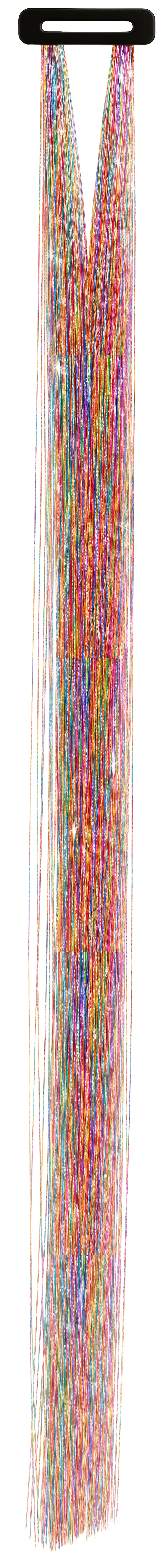 3 hår-extensions med glitter, 50 cm, flerfarvet