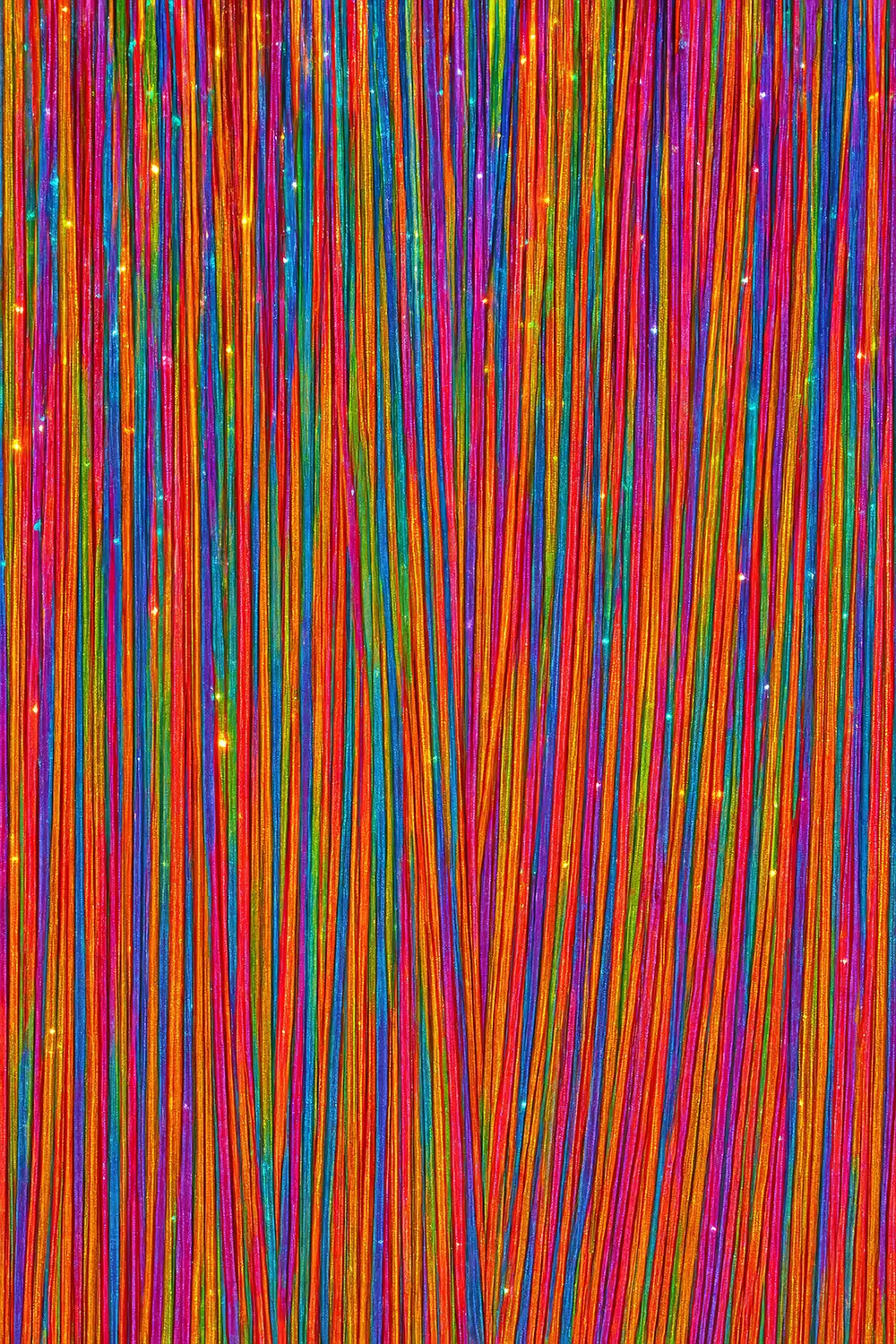 3 hår-extensions med glitter, 50 cm, flerfarvet
