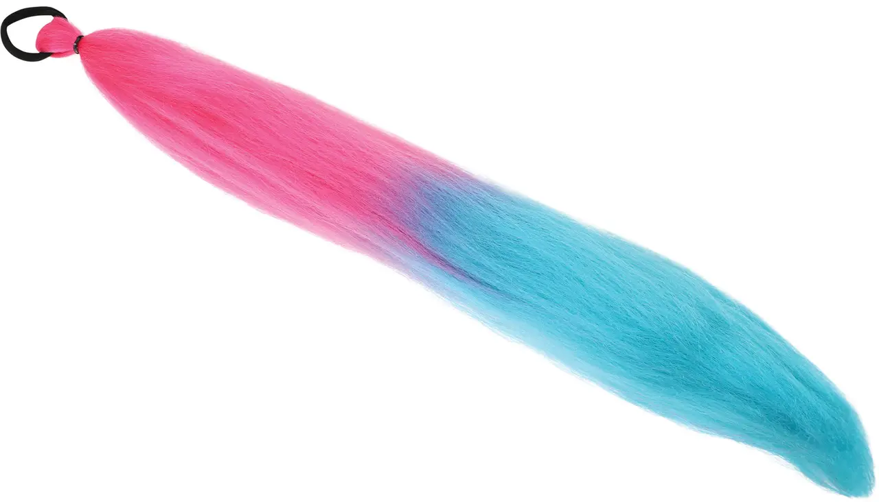 Hårlok med farveovergang, fuchsia og turkis, 67 cm