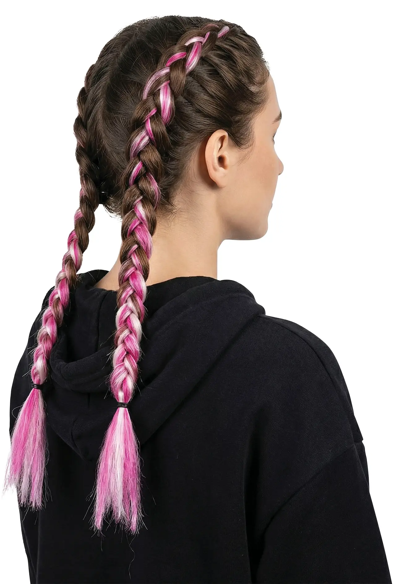 Bølget hårlok, blond og lyserød, 45 cm