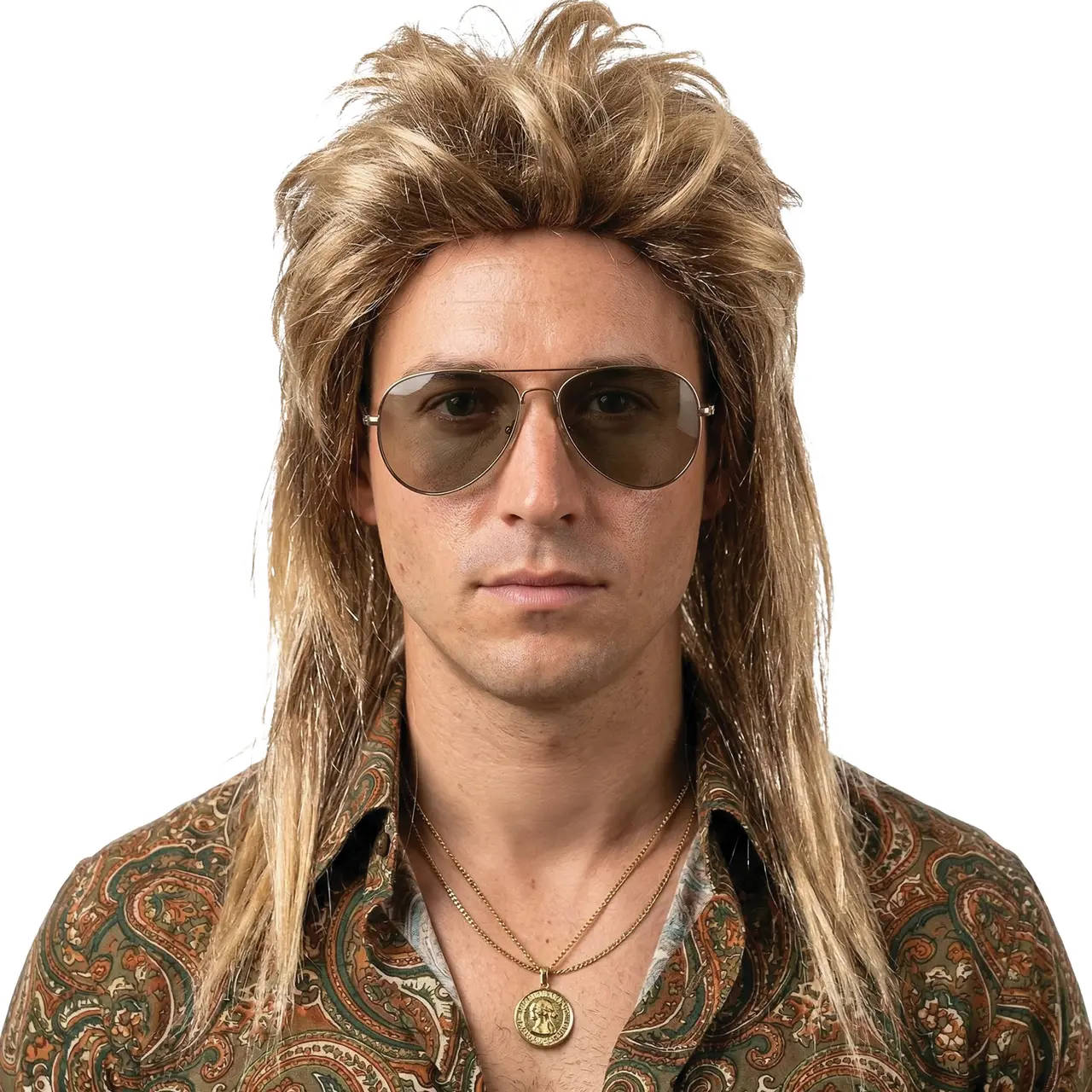Blond lang paryk til herrer (i æske)