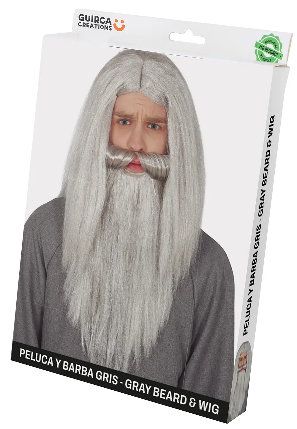 Grå paryk og skæg (i æske)
