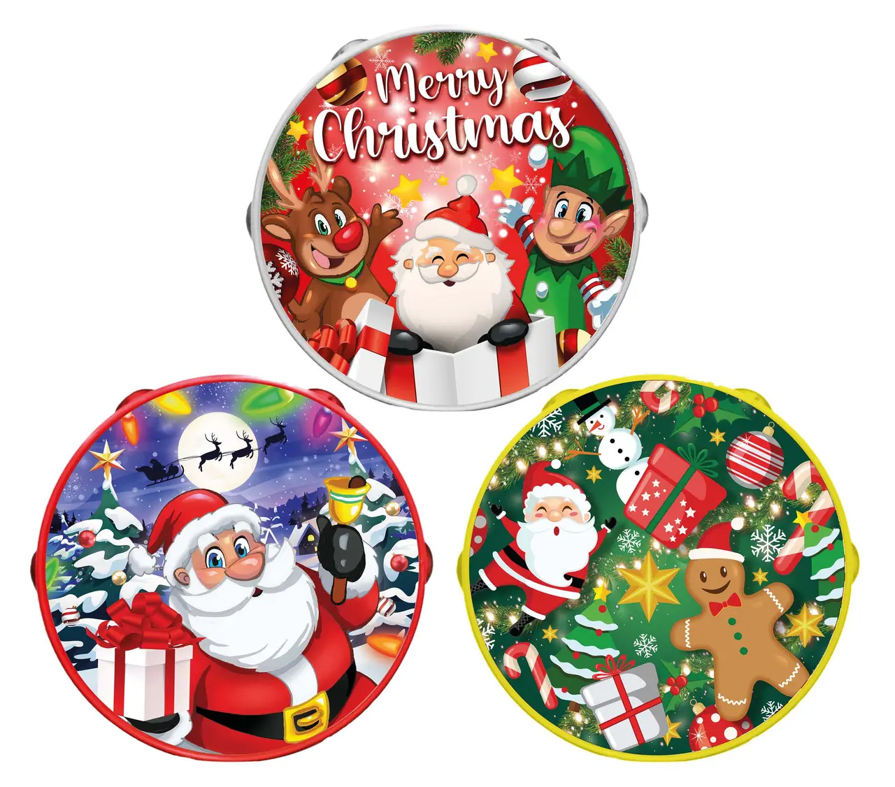 Tamburin med julemotiver 13 cm
