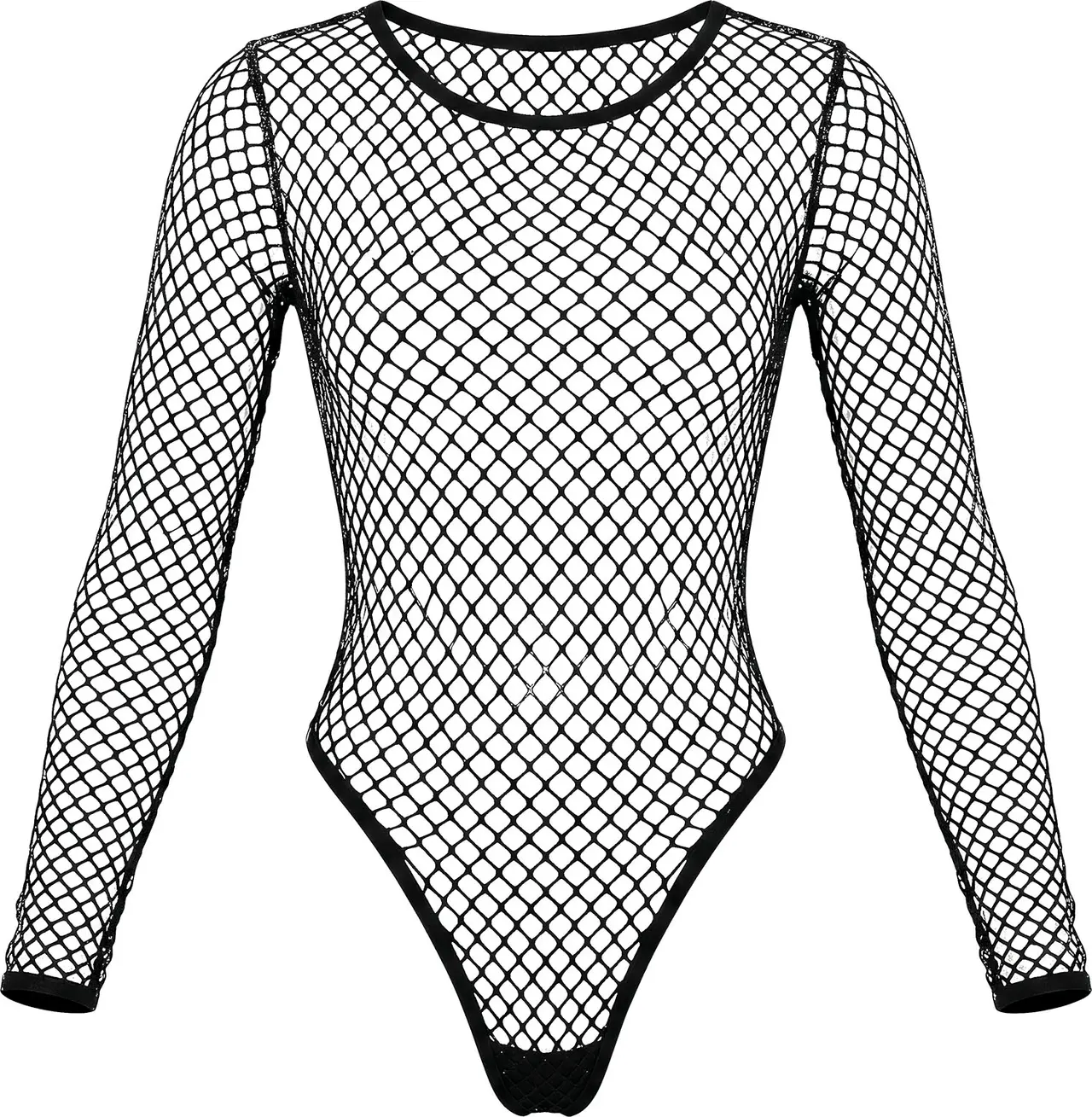 Sexet langærmet mesh-body, sort