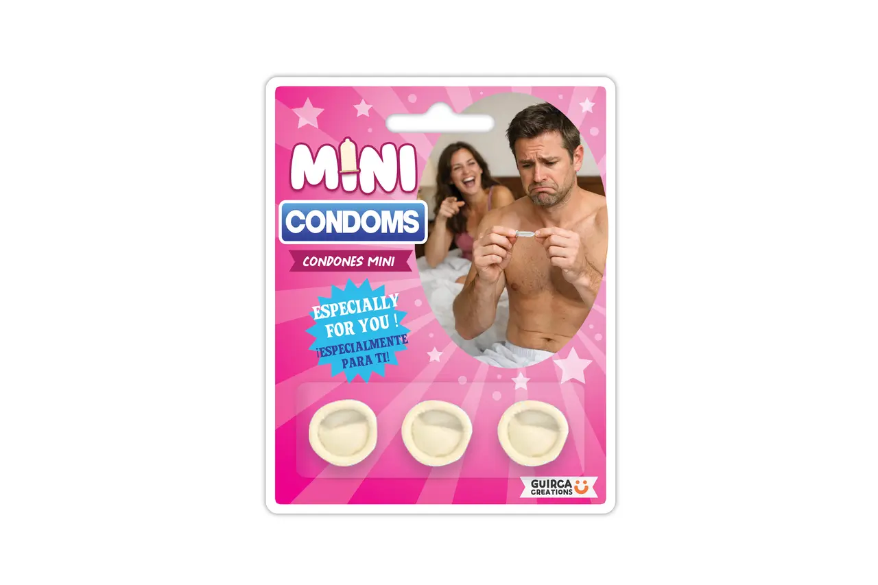 3 minikondomer i latex, 6 cm
