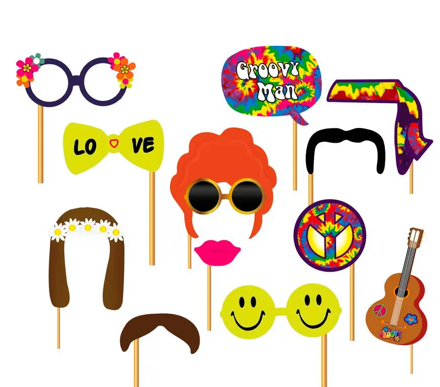 Hippie-photocall-sæt, 12 stk.