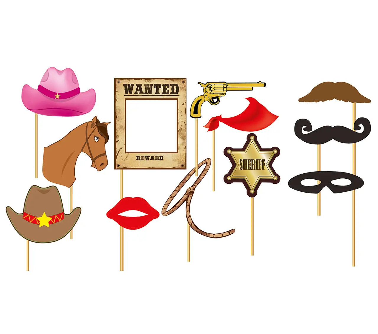 Cowboy-fotorekvisitter, 12 dele
