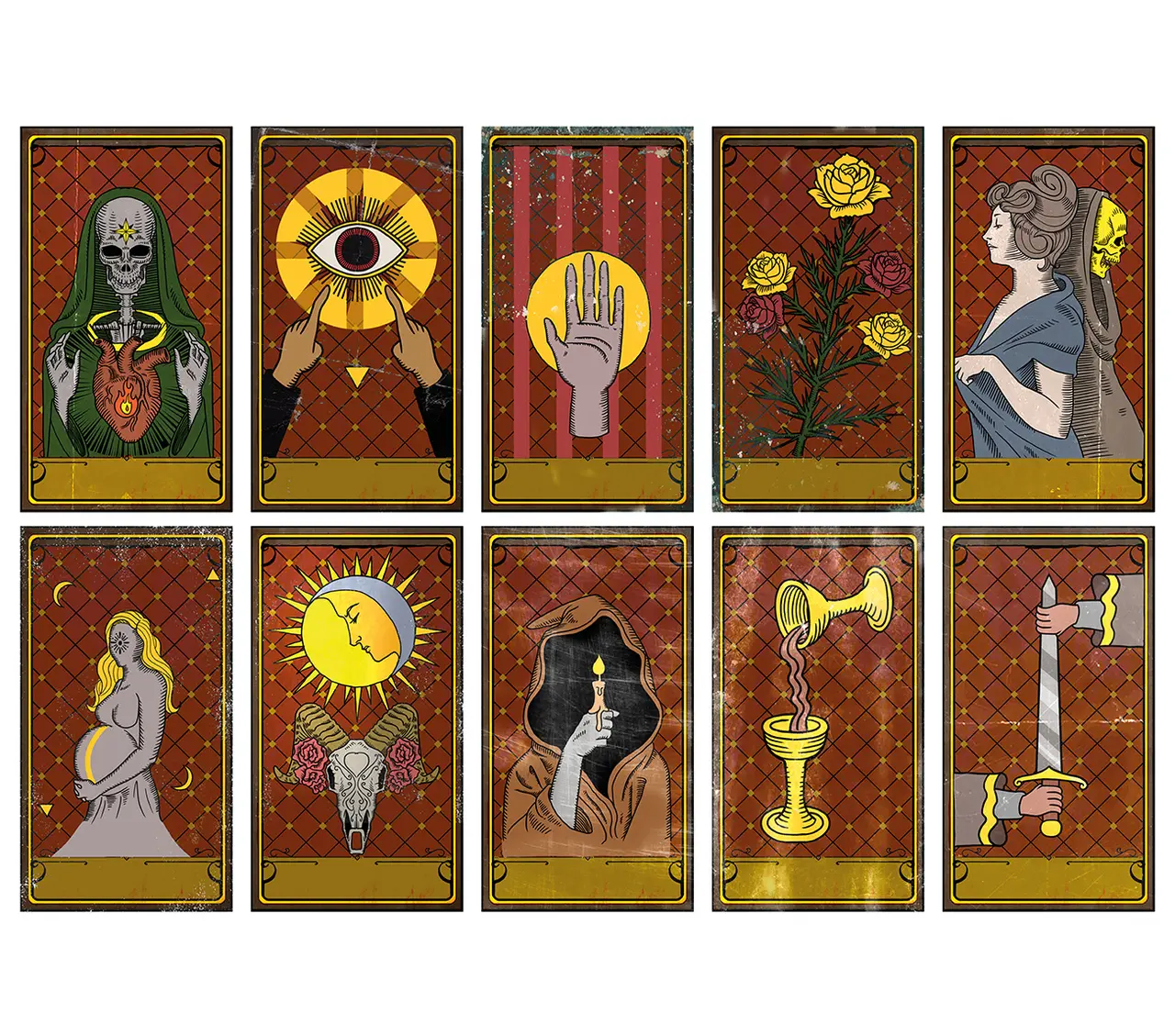 10 voodookort, 11 × 20 cm