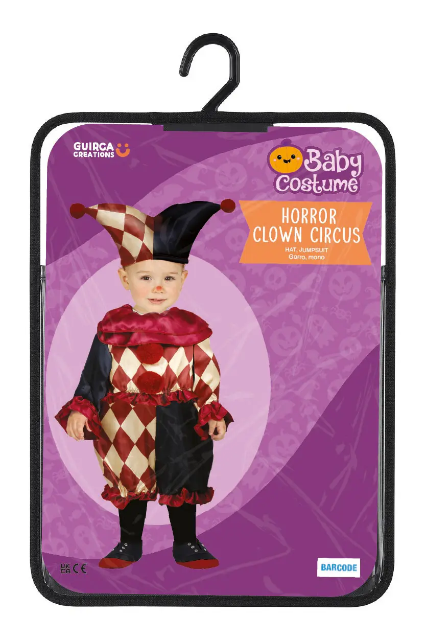 Uhyggelig cirkusklovn – kostume til baby
