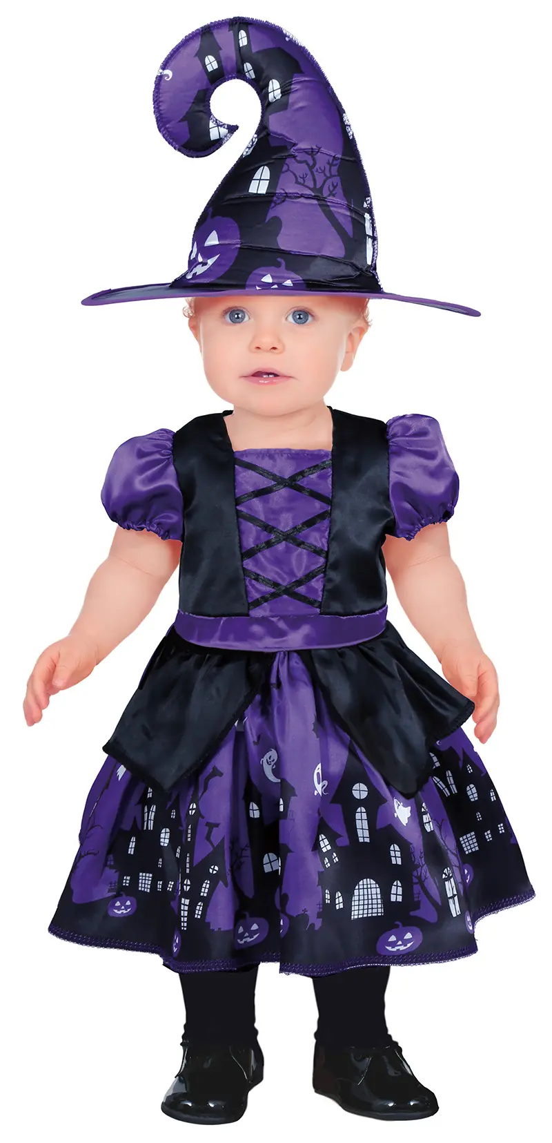 Lilla heks – kostume til baby, sort og lilla