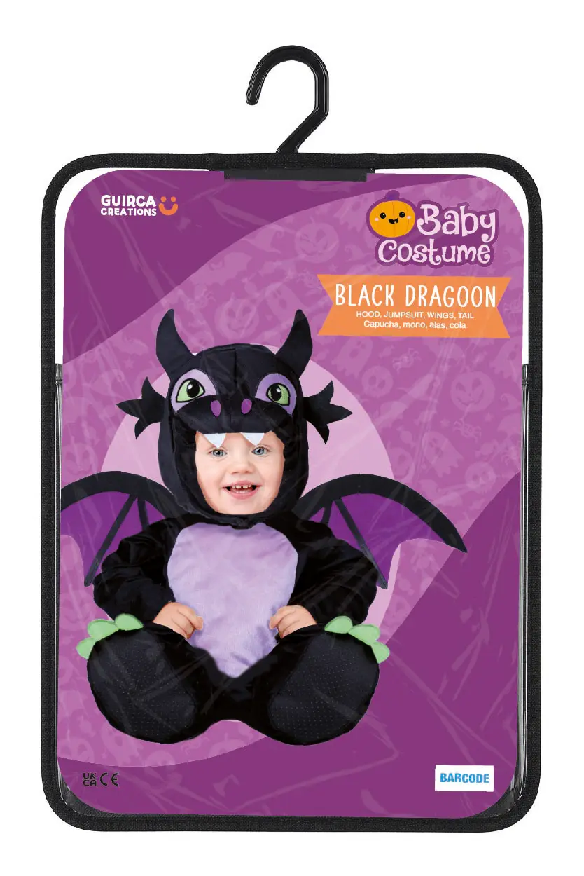 Sort drage – kostume til baby