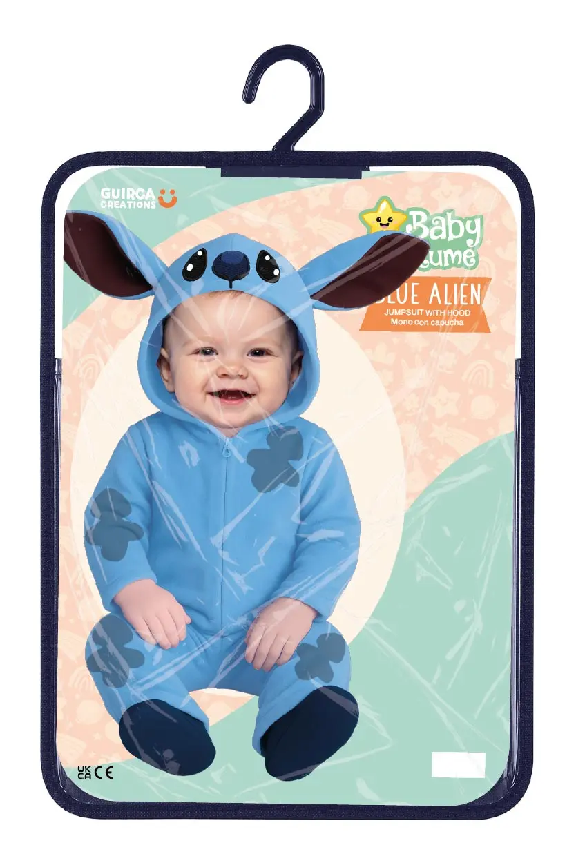 Blåt rumvæsen – kostume til baby