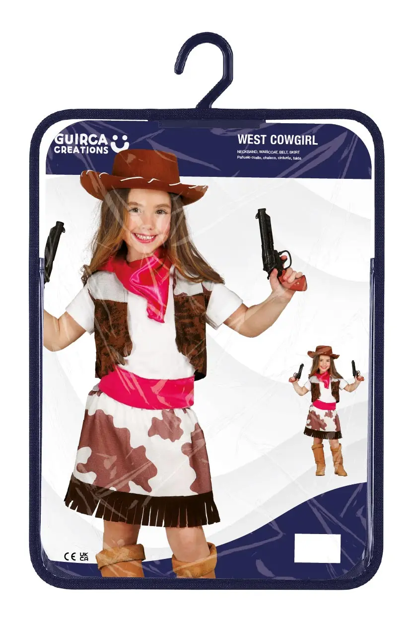 Cowgirl – kostume til piger, brun og hvid
