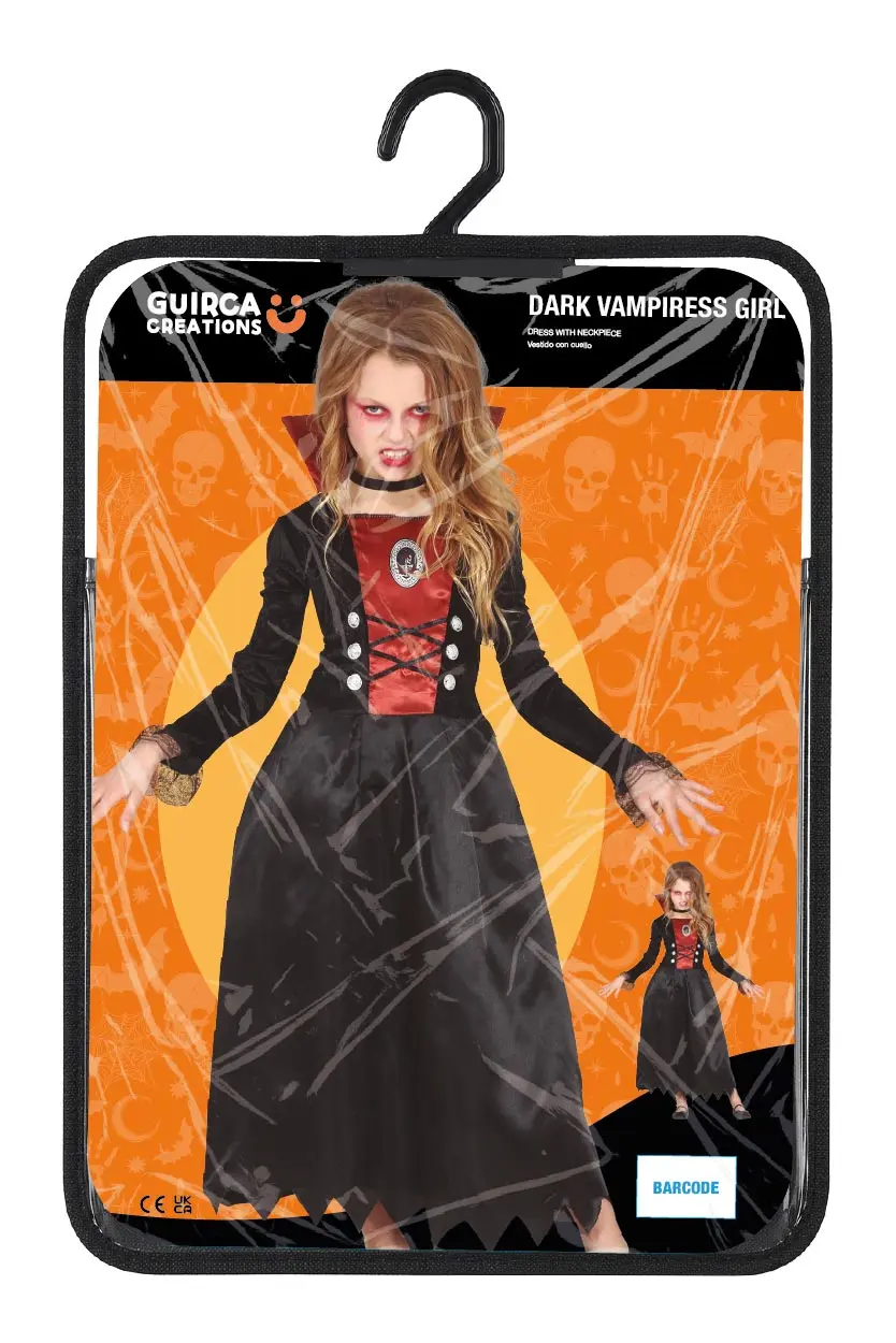 Vampyr – kostume til piger, sort og bordeaux, model 77624