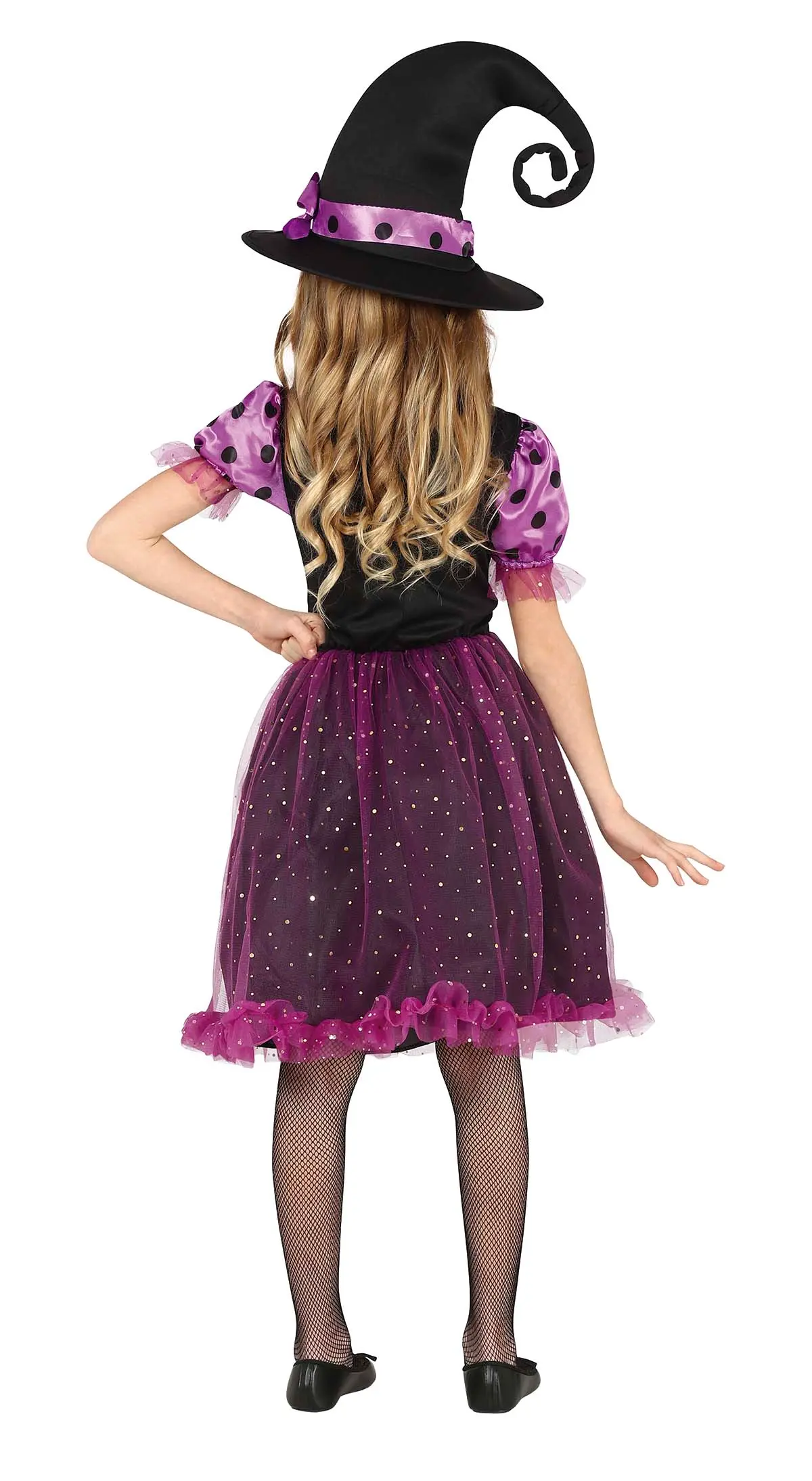 Lilla heks – kostume til piger, sort og lilla, model 77643