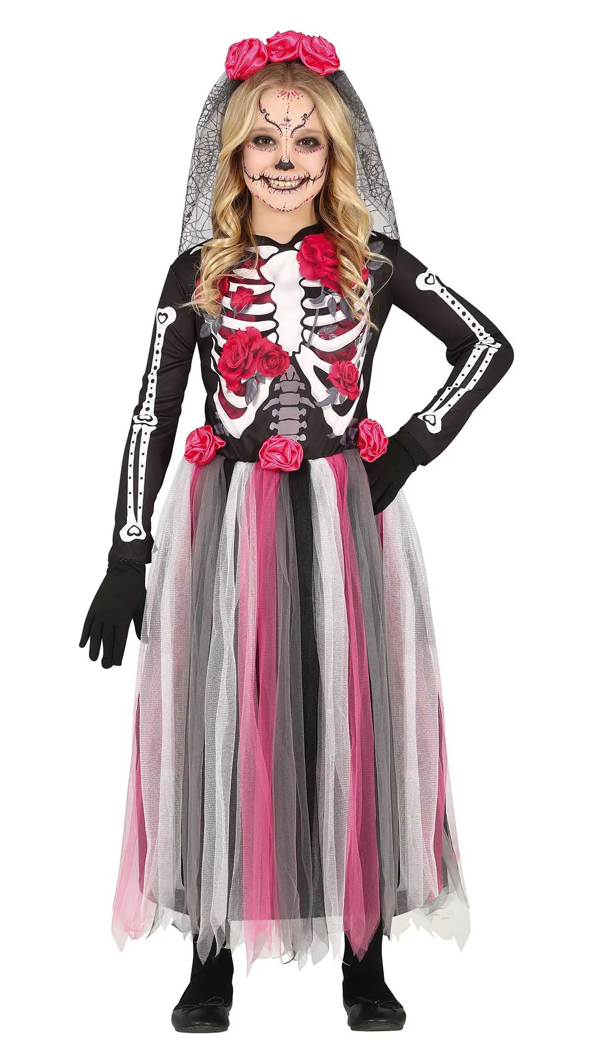 Catrina – kostume til piger, sort og flerfarvet, model 77659