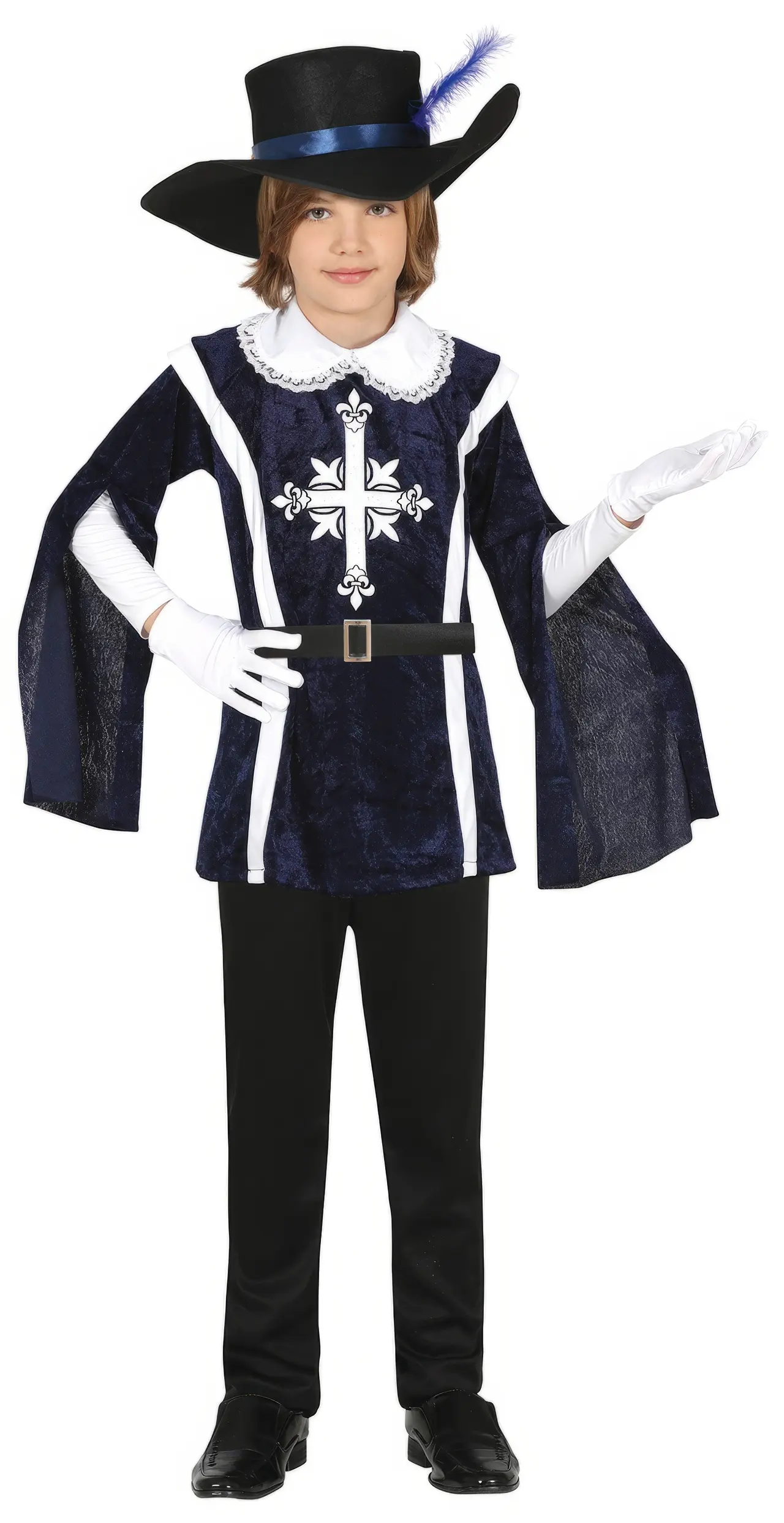 Musketer – kostume til drenge, sort og hvid