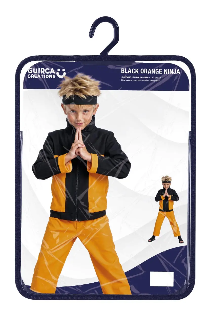 Sort og orange ninja – kostume til drenge